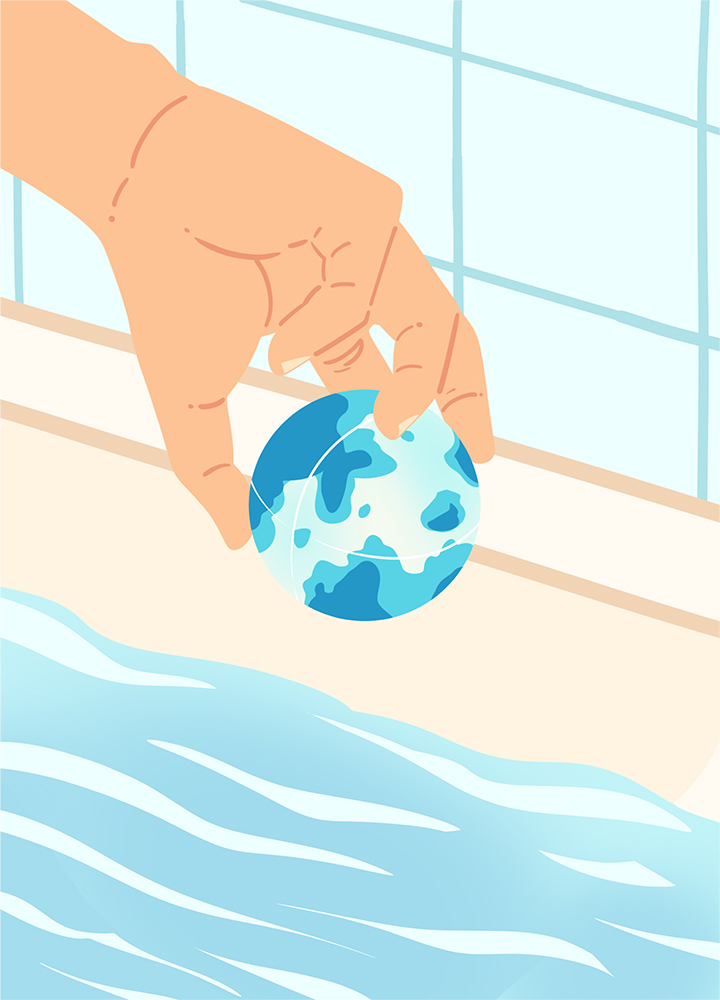 Bathscope Badekugel ins Wasser geben - für entspannendes Badeerlebnis